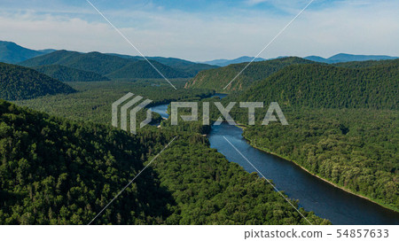 Valley Of The Mountain River Anyuy. Khabarovsk territory in the far East of Russia. The view of Valley Of The Mountain River Anyuy. Khabarovsk territory in the far East of Russia. The view of 54857633