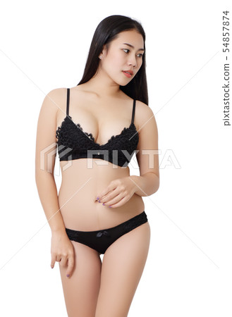 asian woman black bikini in studio asian woman black bikini in studio 54857874