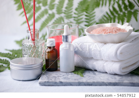 Beauty and fashion concept with spa set on marble Beauty and fashion concept with spa set on marble 54857912