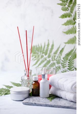 Organic cosmetics, spa concept. Empty space, flat Organic cosmetics, spa concept. Empty space, flat 54857915