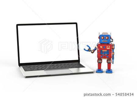 Robot Tin Toy With Notebook Stock Illustration