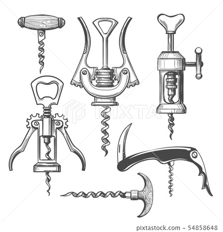 Corkscrew sketch icons set Corkscrew sketch icons set 54858648