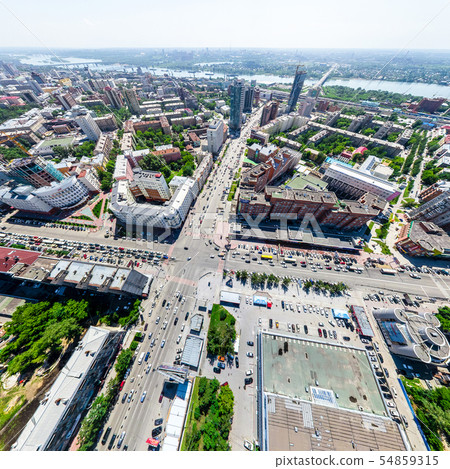 Aerial city view. Urban landscape. Copter shot. Panoramic image. 54859315