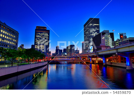 Night view of Dojima River in Osaka 54859870