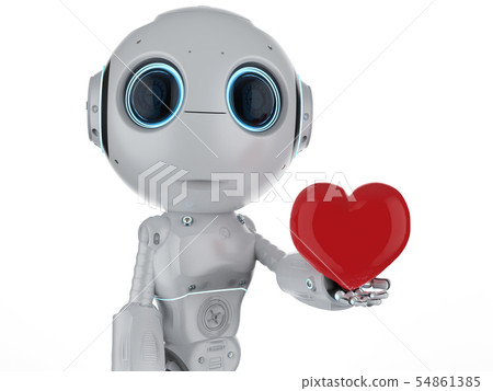 mini robot hold heart 54861385