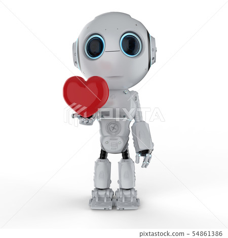 mini robot hold heart 54861386