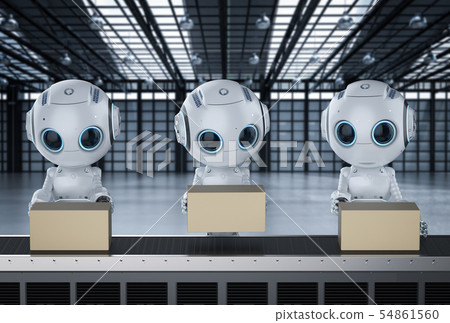 mini robot with boxes - Stock Illustration [54861560] - PIXTA