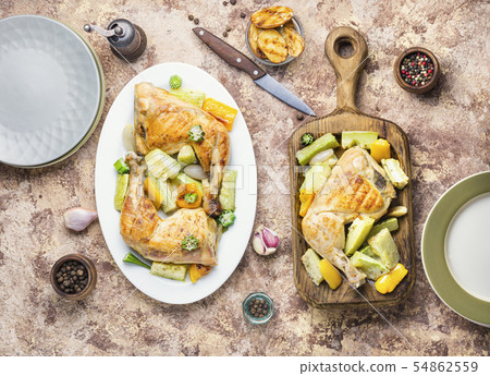 Baked chicken with zucchini 54862559