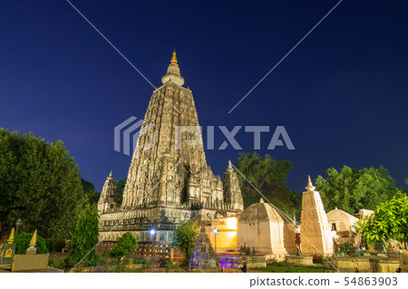 Mahabodhi temple at night, bodh gaya, India. The 54863903