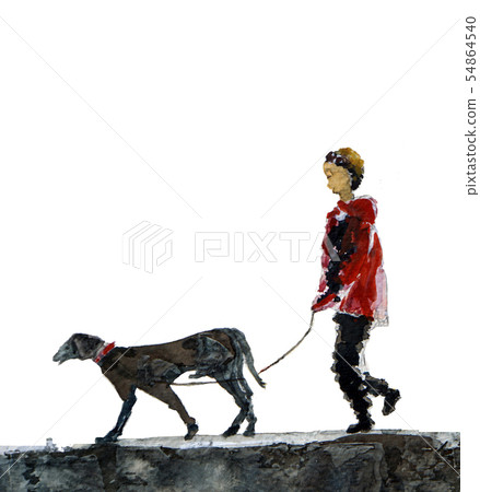 Dog dog walking large dog doberman handwriting 54864540