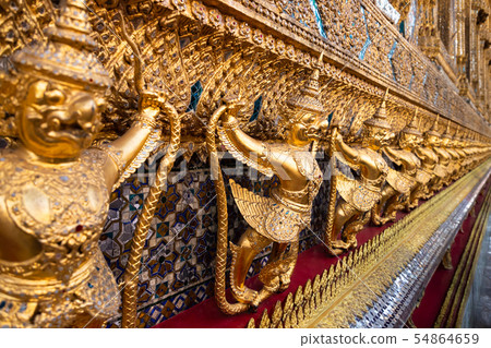 Row of golden garuda scuplture Wat Phra Kaew or 54864659