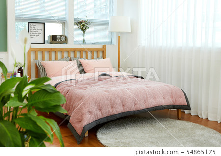 Curtains, beds, blankets, interior decoration, 54865175