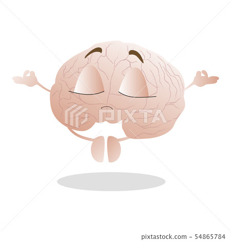 Mascot brain doing meditation. Feel calm and Mascot brain doing meditation. Feel calm and 54865784