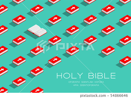 Holy Bible book 3D isometric pattern, Christian Holy Bible book 3D isometric pattern, Christian 54866646
