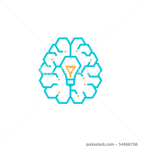 Top Brain logo icon with Incandescent light bulb 54866786