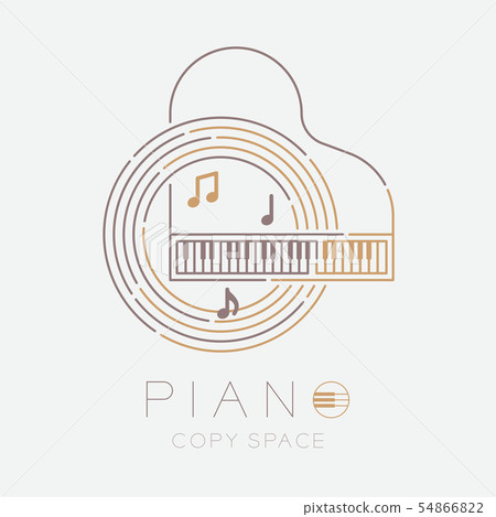 Piano, music note with line staff circle shape 54866822