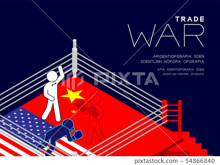 Boxer Man pictogram on boxing ring isometric with 54866840