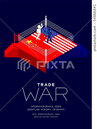 Boxer Man pictogram on boxing ring isometric with 54866841