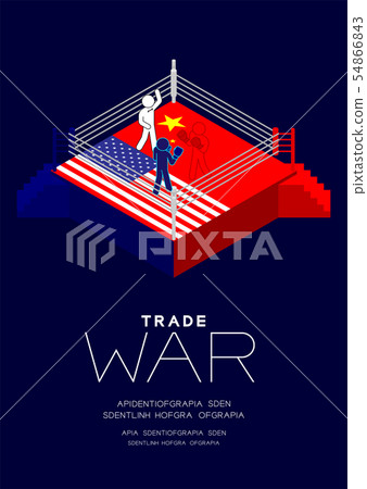 Boxer Man pictogram on boxing ring isometric with 54866843