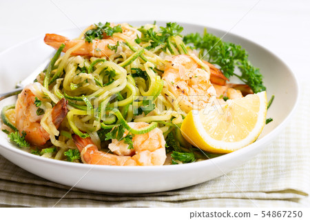 healthy zucchini noodles with shrimps healthy zucchini noodles with shrimps 54867250
