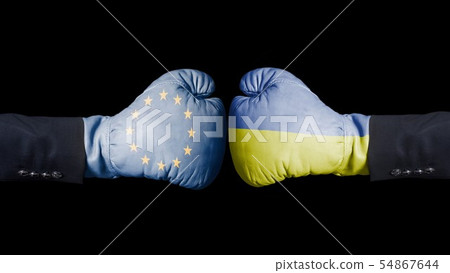 Boxing gloves with European Union and Ukraine Boxing gloves with European Union and Ukraine 54867644