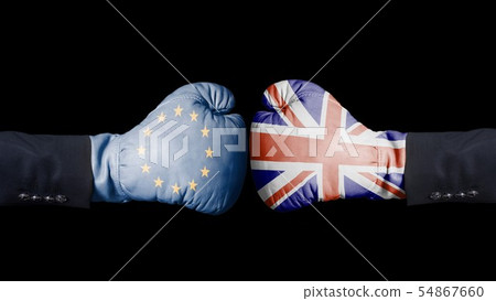 Boxing gloves with European Union and British 54867660