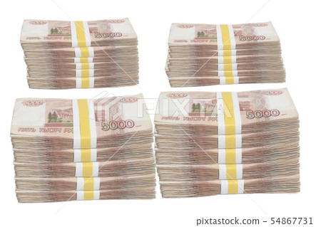 Five thousands rubles stack with Tape Five thousands rubles stack with Tape 54867731