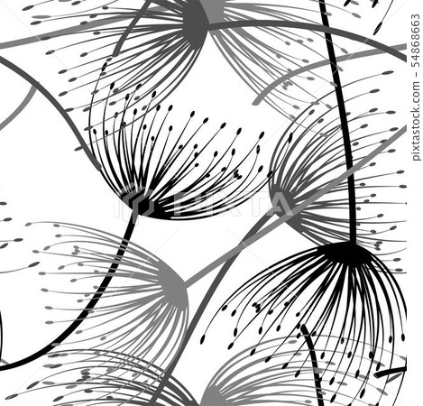 Seamless pattern. Flying of dandelion seeds. 54868663