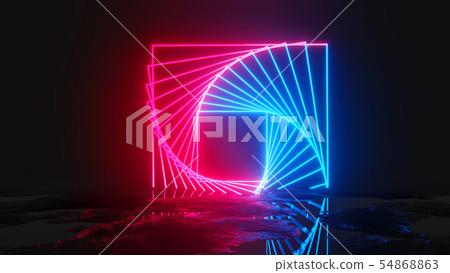 Glowing neon rectangles on dark background Glowing neon rectangles on dark background 54868863