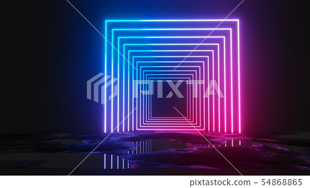 Glowing neon rectangles on dark background Glowing neon rectangles on dark background 54868865