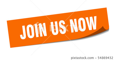 join us now sticker. join us now square isolated 54869432