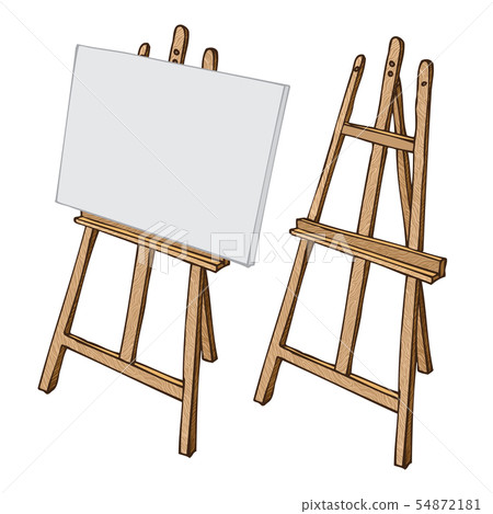 Wooden easel and canvas 54872181