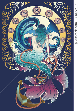 Retro mermaid poster 54872406