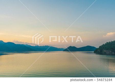 Scenery after sunset of Kwai Yai river  54873284