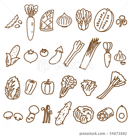 Vegetables 1 Line Drawing Assorted Variation Vegetable Material 54873892