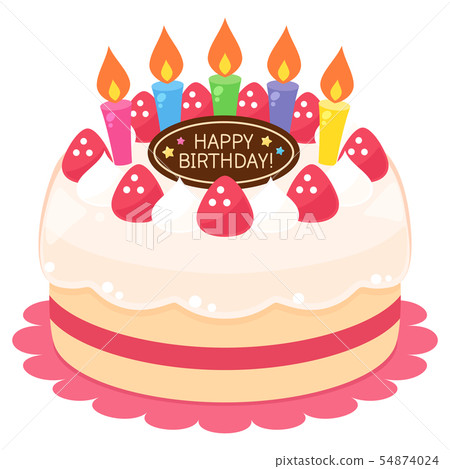 Raw cream and strawberry birthday cake Raw cream and strawberry birthday cake 54874024