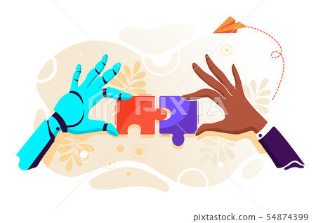 Hand holding puzzle Hand holding puzzle 54874399