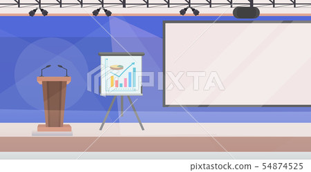 modern conference room with flip chart tribune and board empty no people boardroom interior flat modern conference room with flip chart tribune and board empty no people boardroom interior flat 54874525