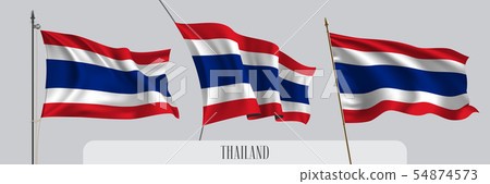 Set of Thailand waving flag on isolated background Set of Thailand waving flag on isolated background 54874573