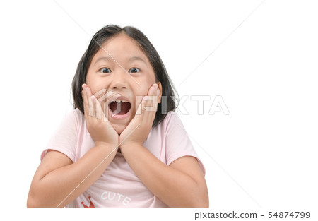 Portrait of a cute little surprised child girl. Portrait of a cute little surprised child girl. 54874799