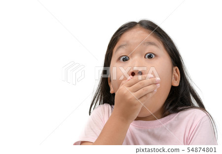Kid girl covering her mouth isolated Kid girl covering her mouth isolated 54874801