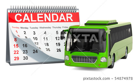 Bus Travel Calendar concept. Desk calendar Bus Travel Calendar concept. Desk calendar 54874978