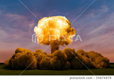 Atom Bomb Explosion, 3D rendering Atom Bomb Explosion, 3D rendering 54874979