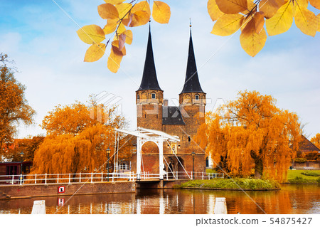 classic view on old Delft, Netherlands 54875427