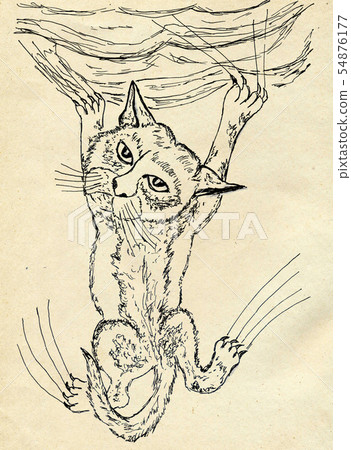 Kitten Scratching Sketch Kitten Scratching Sketch 54876177
