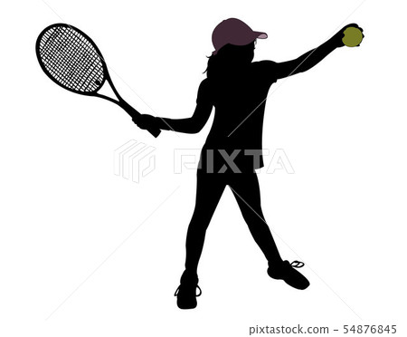 girl playing tennis, silhouette vector girl playing tennis, silhouette vector 54876845
