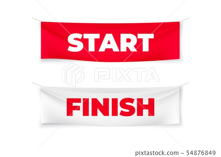 Start And Finish Realistic Banners Flags For Stock