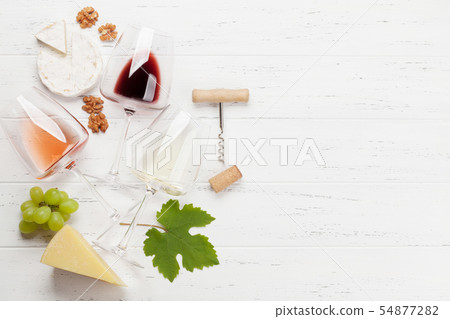 Wine, cheese and grape 54877282