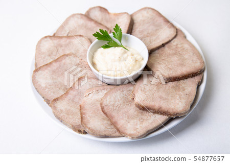 Beef boiled tongue with horseradish. Beef boiled tongue with horseradish. 54877657