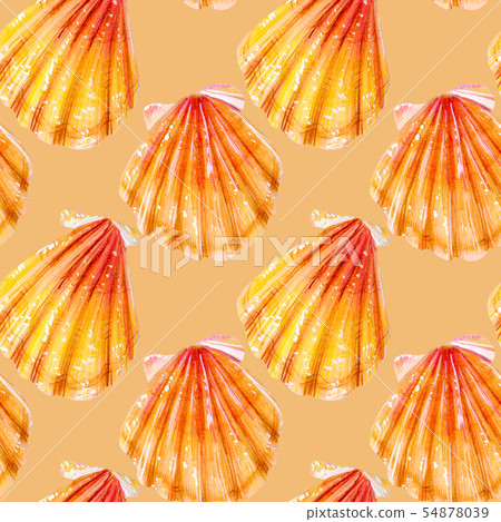Seamless pattern of yellow scallops. Seamless pattern of yellow scallops. 54878039